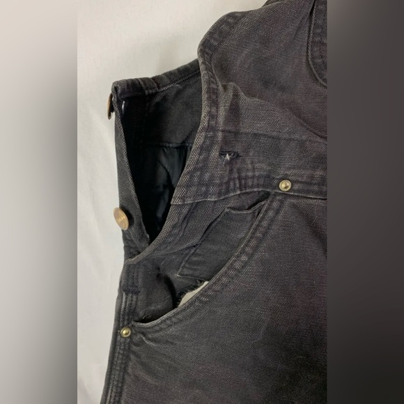 1999 Carhartt R03 Arctic Black Quilt Lined Bib Overalls 34x30 Very Distressed - Picture 4 of 13